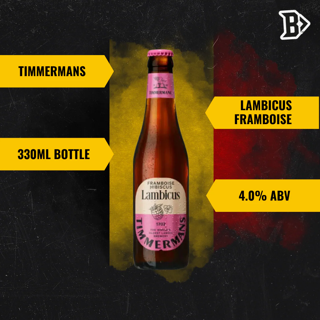 Timmermans Lambicus Framboise Hibiscus Belgian Fruit Beer 330ml Bottles with Free Glass - 4.0% ABV (12 Pack) - Image 3